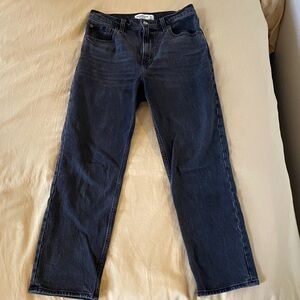Abercrombie & Fitch Women's High Rise 90’s Straight Dark Grey Jeans